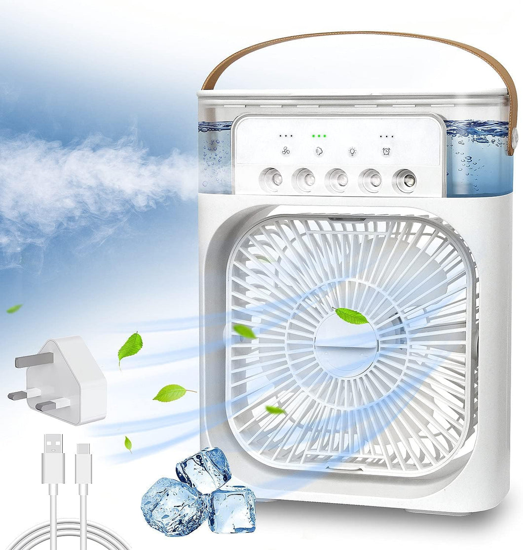 Climatiseurs portables 3 en 1, ventilateur électrique USB, veilleuse LED, brumisateur d'eau, humidificateur d'air pour la maison