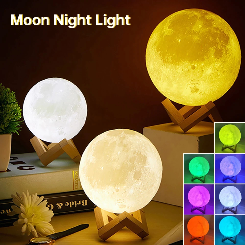 Lampe LED en forme de lune multicolore • Veilleuse